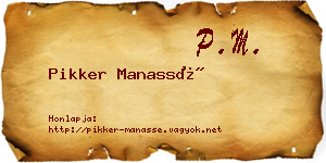 Pikker Manassé névjegykártya